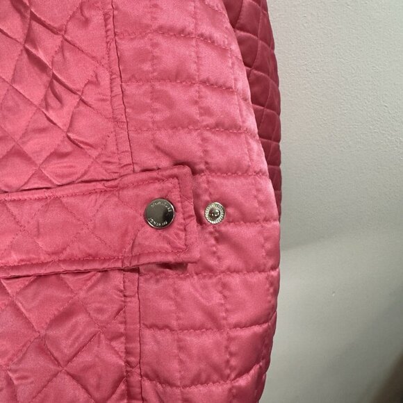 Jones New York Coat Signature Jacket L Quilted Pink Zip Front Barbie Grommets - Picture 6 of 10